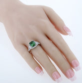 Sterling Silver Rhodium Plated Ring with One 10mm x 8mm 4.00 Carat Cus